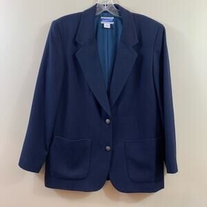Vintage Pendleton Virgin Wool Navy Two Button Blazer